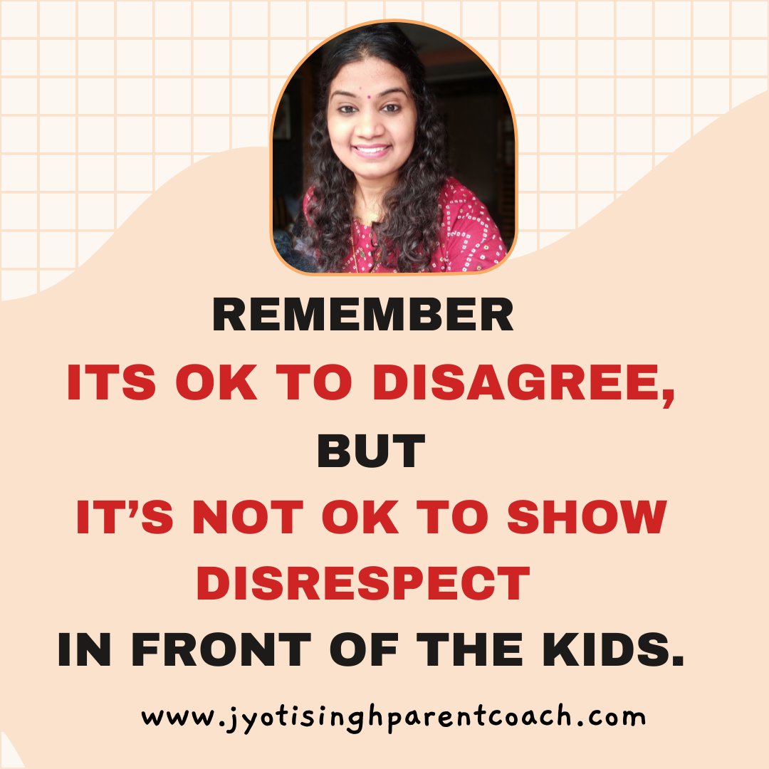 All adults have disagreements but remember not to raise your voice in front of the kids. Show them that an issue can be resolved by just discussing and other ways than fighting.

#jyotisinghparentcoach #enlightenedparentinghub #mindtricksbyjyoti #behavior #kidsbehavior