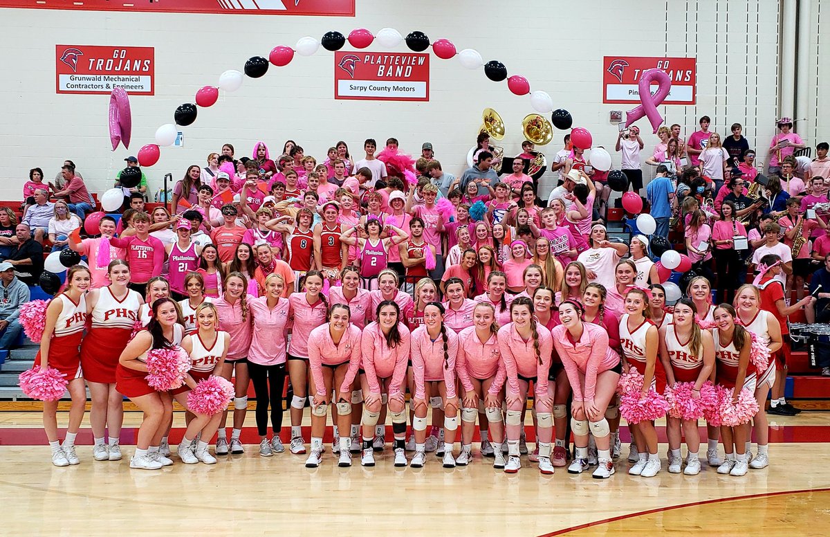 The game didn't go our way tonight, but tonight was about so much more than the game.  Thank you to everyone who came out in support of @DigPink for the @SideOutFndn!  
❤🏐💙
#TrojansDigPink
#WEOFEO 
@Platteview_HS