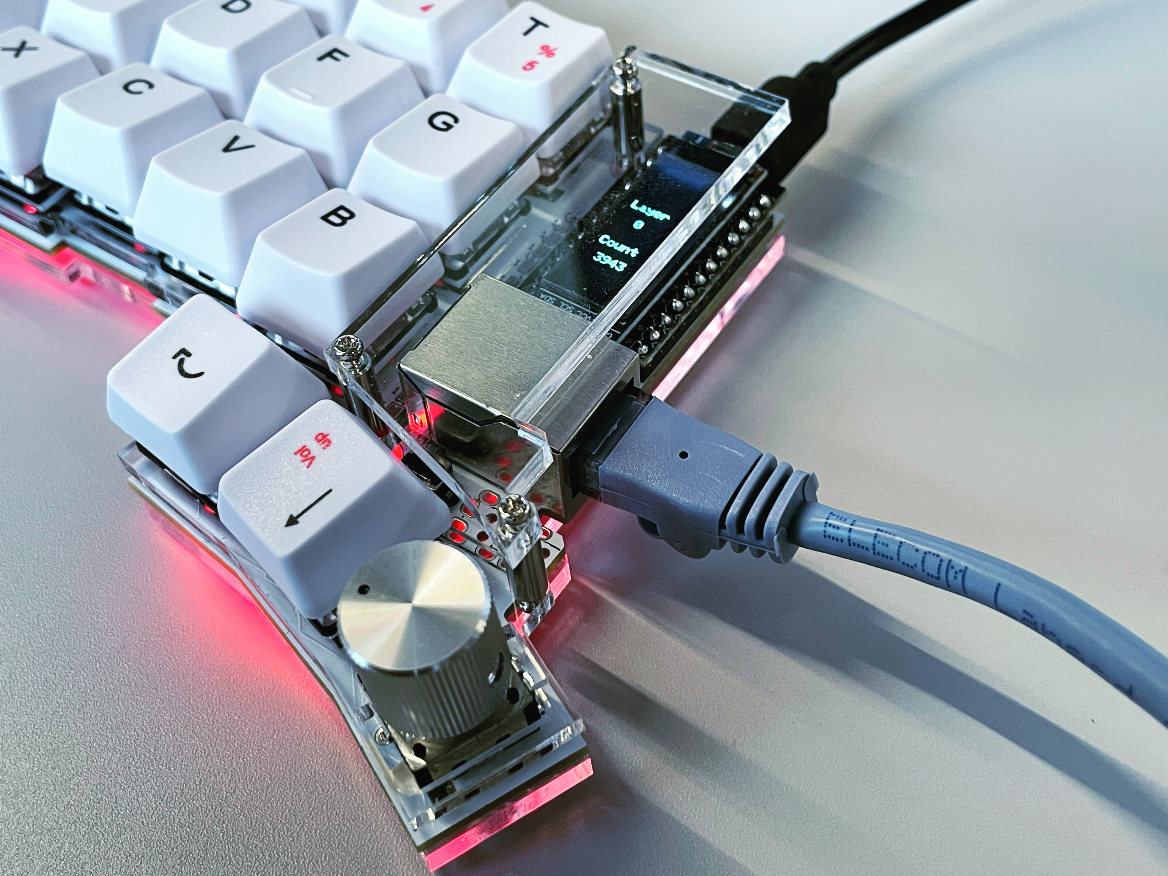 自作キーボード lanケーブル中継 無刻印