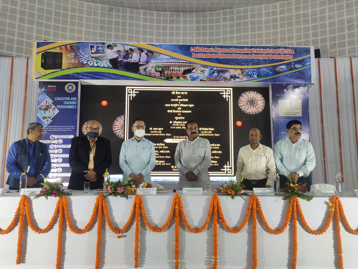 prabhatpat's tweet photo. Inauguration of C-DAC ACTS, Patna &amp; Induction of C-DAC students in PG Diploma in Advanced Computing course by Hon’ble MLA Digha Dr. Sanjiv Chaurasia and Development Commissioner Bihar Mr. Amir Subhani in virtual presence of Hon’ble MP, Patna Ravi Shankar Prasad Ji https://t.co/OjrmmYFJfn