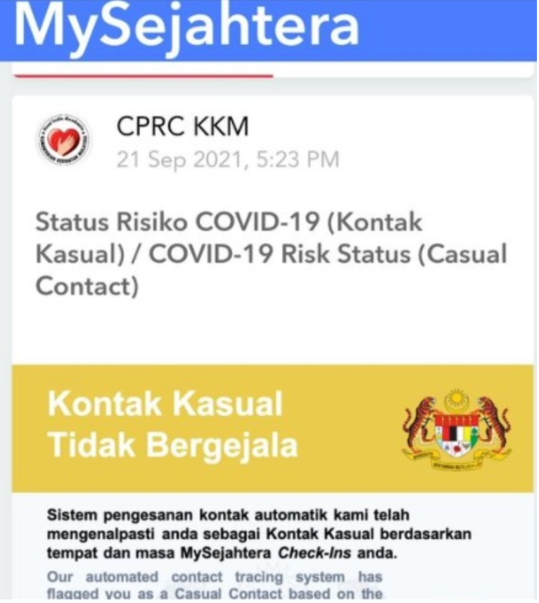 Contact kasual tidak bergejala