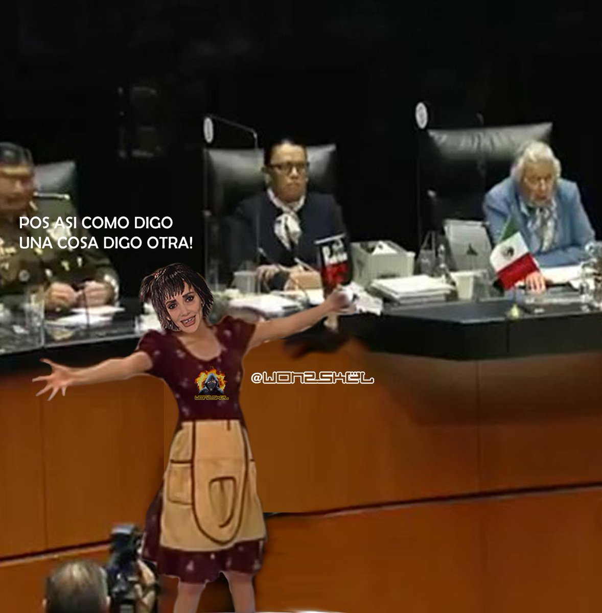 won2skel's tweet photo. 🏛️🗣️📢Ahora no solo tenemos  a  margarinflas (Senadora  Margarita Zavala)  en el senado sino también a  #LadyChimoltrufia  ( Senadora Lily Téllez) 🤯😂 https://t.co/l0TYuc7O4u