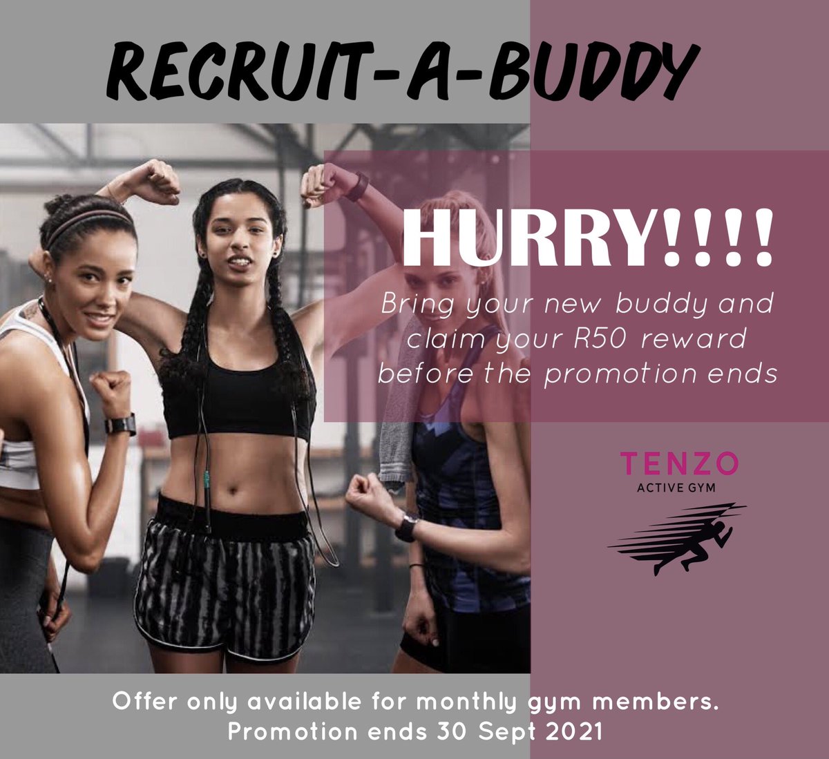 TenzoActiveGym's tweet photo. Only 8 days left to claim your R50 cash reward ungabay’ziseki, woza nabangani bakho 😎…

#tenzoactivegym #gymintembisa #fitnessgym #tembisa #gym #workout #fitnessmotivation #townshipeconomy #exercise #bodybuilding https://t.co/sdemy5A0te