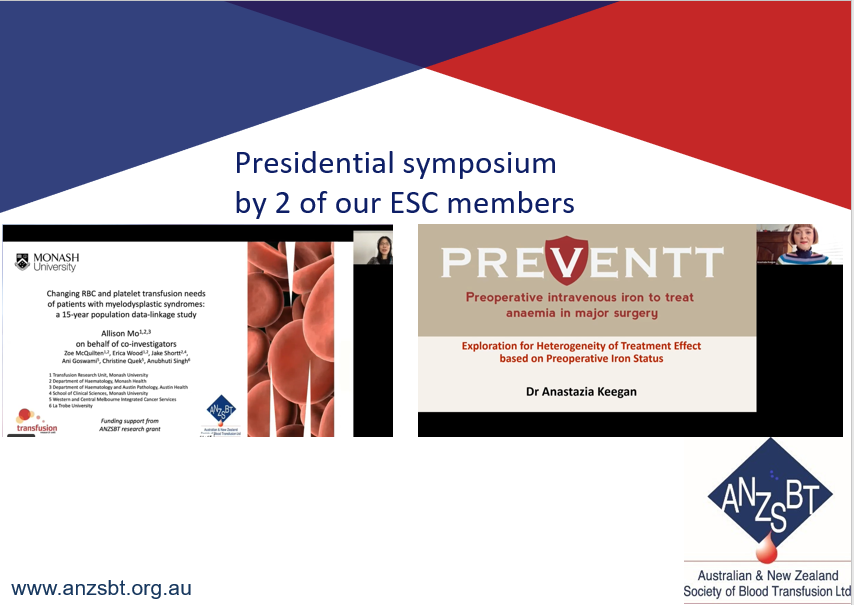 #Blood2021 Insightful talks from 2 of our ESC members at the ANZSBT presidential symposium yesterday <a href="/TransfusEdMed/">Dr Anastazia Keegan</a> and Allison Mo Now on-demand!