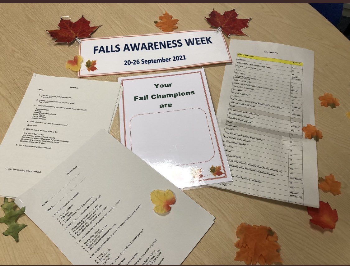 Day 3 @StockportNHS #FallsPreventionAwarenessWeek focuses on an interactive quiz for patients & staff, ‘how well do you know the subject?’🍁@hood_mamoona @helshow1 @NicolaFirth6 @warnetony @Doc4Shoulders @jellybeanscot @AoifeIsherwood @AndrewLoughney @Michellepennin