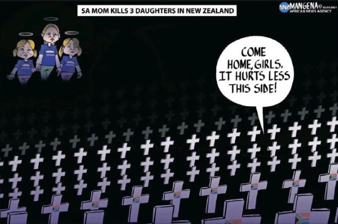 IOL's tweet photo. Today's cartoon by @Mangenatoons #NewZealand #sisters #children #pretoria #GBV #killed #SAmom #doctor #DontLookAway #SouthAfrica #immigration https://t.co/u9A325ogWO