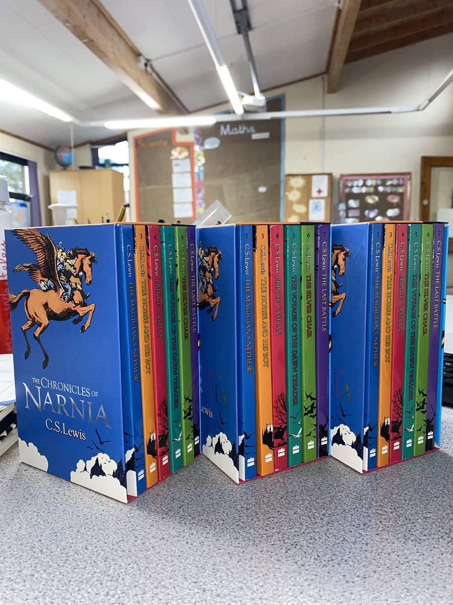 MissMWhiteley's tweet photo. Well this makes me happy! Our current class book is The Lion, the Witch and the Wardrobe and my class are hooked (I love this book anyway)! But now I have the whole series to add to our class library🤗 https://t.co/ZZhsYoLpTL