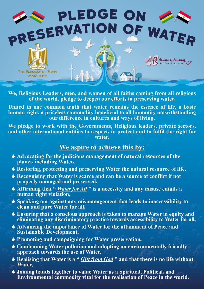 Pledges from delegates to address environmental challenges through advancing innovative solutions and adopting sustainable consumption of water.