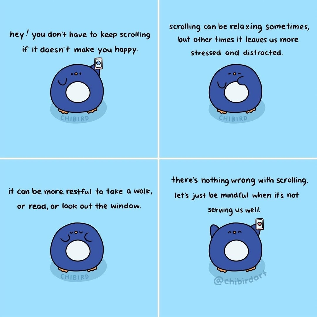 Sometimes it's nice to take a break and focus on what's important. If you're tired of scrolling today, put your device down and use that time to call a mate and check in with them. Learn how to check in with someone at ruok.org.au/how-to-ask Illustrated by chibirdart