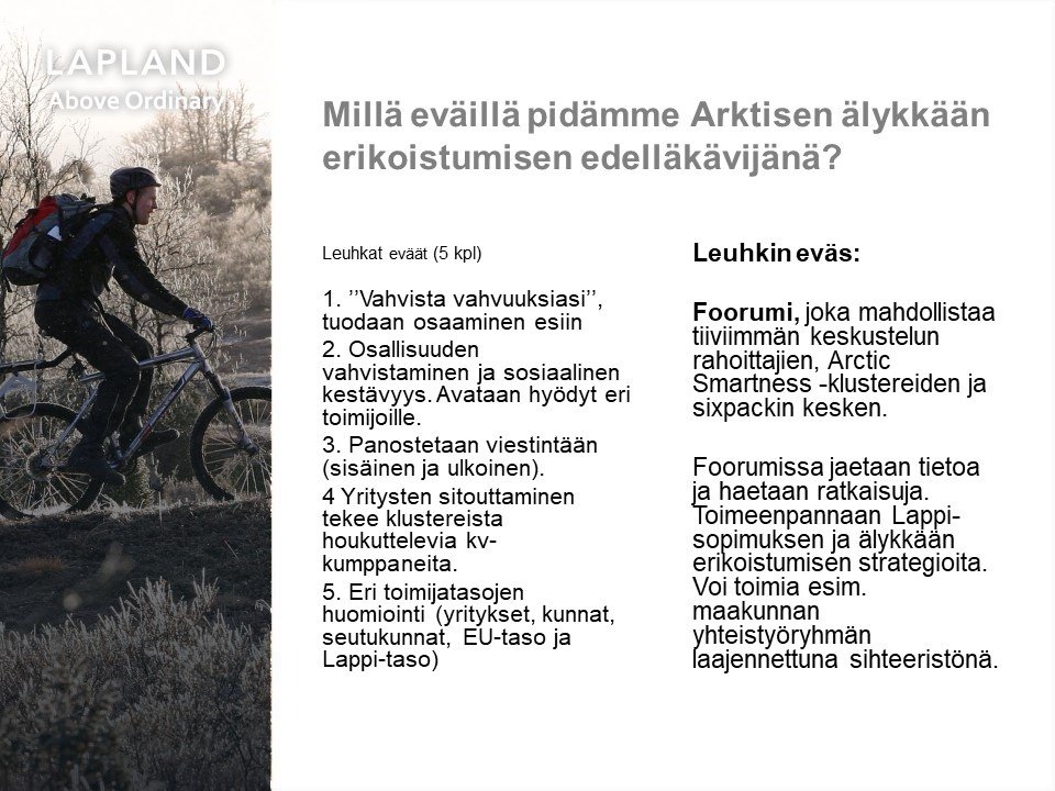 LapinLiitto's tweet photo. Työpajojen purku 1/5:
Millä eväillä pidämme arktisen älykkään erikoistumisen edelläkävijänä?
Leuhkin eväs: olemassa olevia verkostoja hyödyntävä foorumi, joka mahdollistaa aktiivisemman viestinnän, niin ulospäin maailmalle kuin lappilaisten verkostojen kesken. #kuntapäivät https://t.co/mvn9C0EFyq
