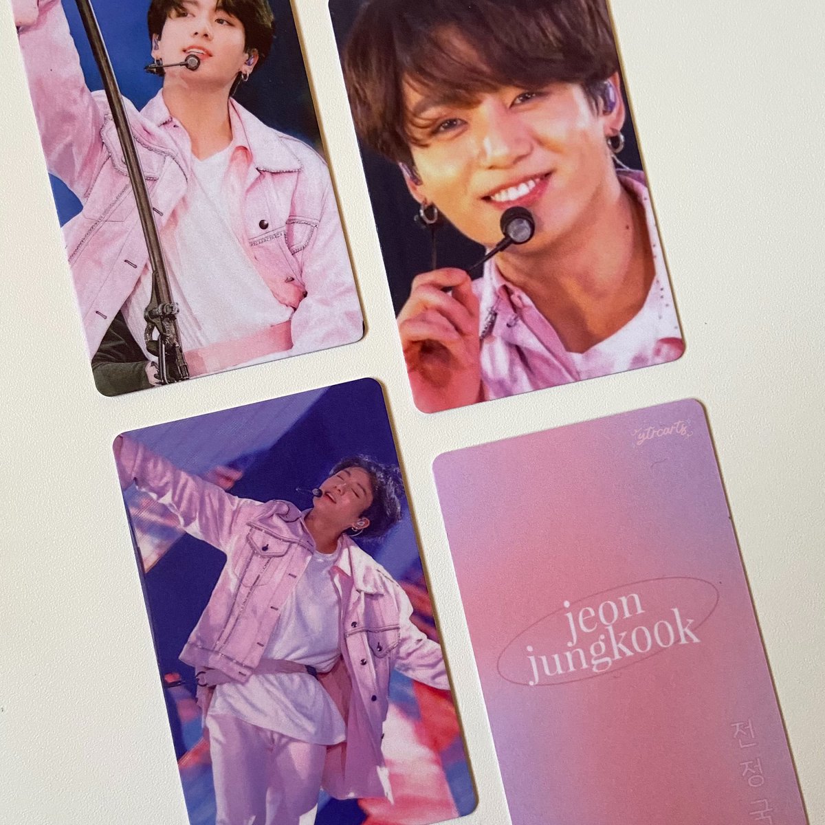 ytrcarts's tweet photo. ꒰ #WithLoveBeaUpdates: 09/22 ꒱

ꔛ Jungkook Day Collaboration + Live PCs 
— The photocards arrived at my address today and i’m so happy with how they turned out! Will be packing the JK day collab first, followed by the live pcs. Target shipout for this is this weekend! :] https://t.co/P9Lkd5be9d