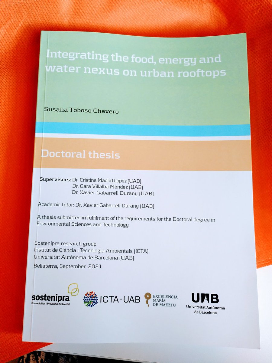 I got it!! PhD thesis by our @TobosoSusana  at @ICTA_UAB with case studies in @AjuntamentBadia  and @Cerdanyola. Beautiful book and great work! Good luck with the viva Susana 😘!! #fewnexus #RoofMosaic #sustainablecity