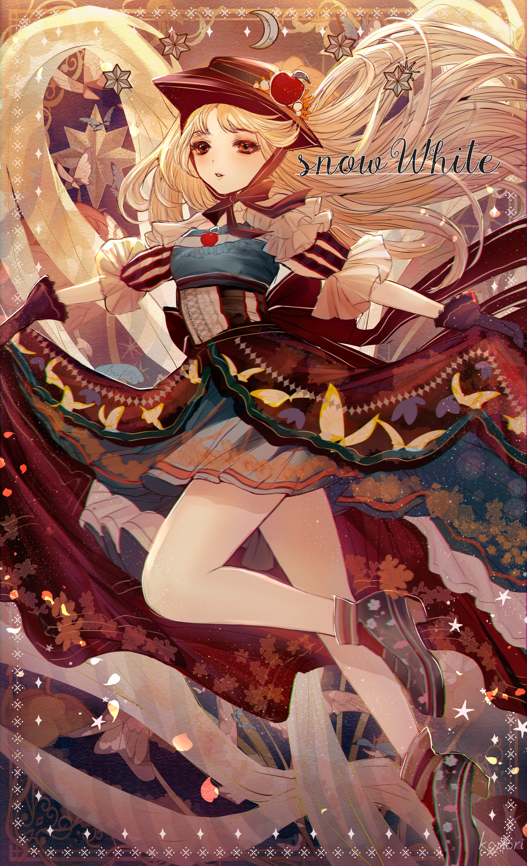 こもりひっき 幻想少女絵 月夜に踊る白雪姫 童話世界の秋夜 白雪姫をモチーフにしたドレスを身にまとった 女の子の イラストです イラスト基地 創作 アトリエの系譜s T Co 4cjgiwceuq Twitter