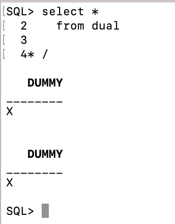 alexnuijten's tweet image. When an empty line made it almost look that there are two entries in DUAL... #ofCourseNot @oraclesqlcl