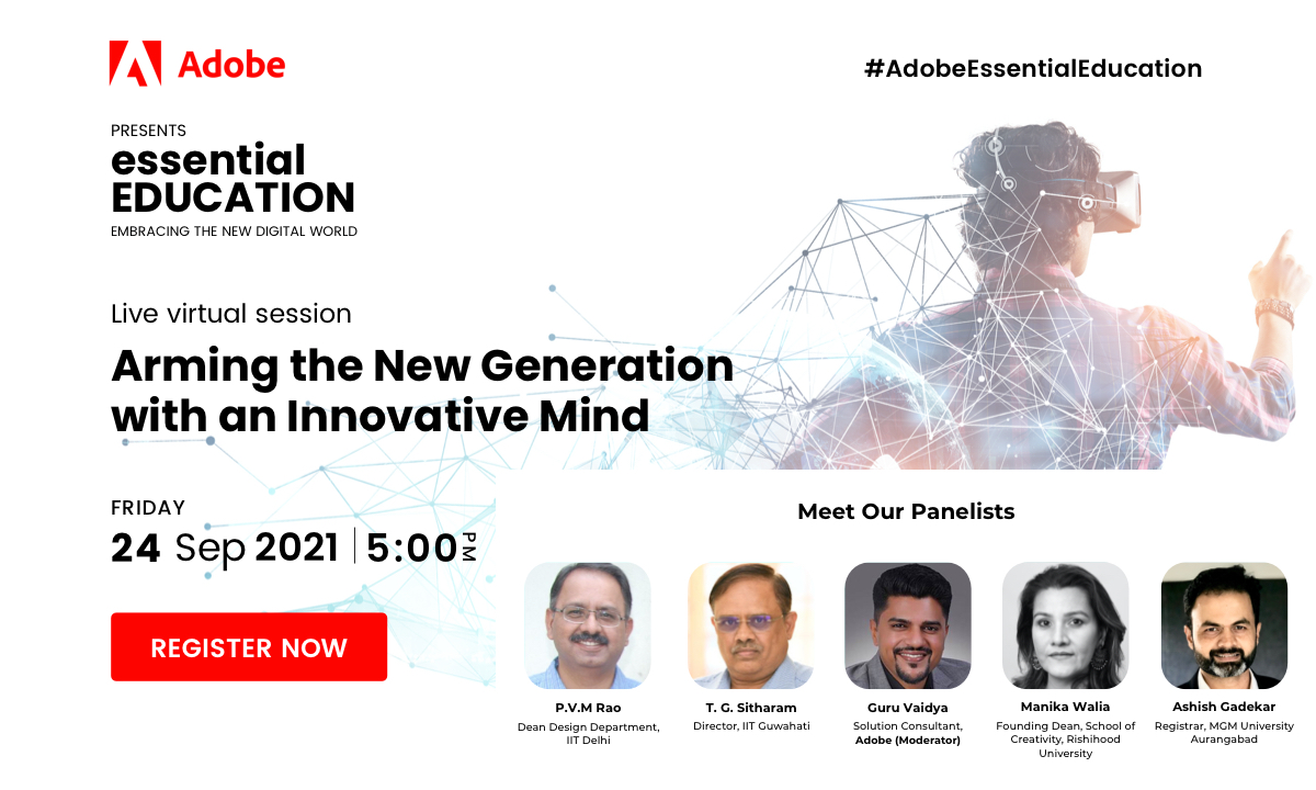 IndianExpress's tweet photo. Join us for a Live Virtual Session on 24th September 2021 at 5 PM.
Register Now: https://t.co/6VE7pVoKzu
#AdobeEssentialEducation #Innovators #Inventors #Digital #Literacy #DigitalIndia #Arming the #NewGeneration with #InnovativeMind https://t.co/e86CBcKcIN
