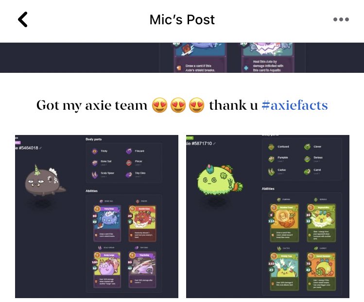 mic774's tweet photo. Day 1 โจ๐๐๐ Thank u so much #Axiefacts โค๏ธโค๏ธโค๏ธ https://t.co/3HStsgQhKD