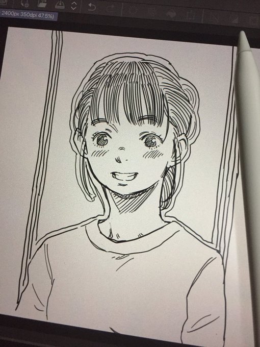 今日は眼帯も取れて徐々に眼の機能が安定してきた感があるので恐る恐るお試し絵かき(画面拡大をしないで線画を描く)

また両目で絵が描けることに感謝🙏 