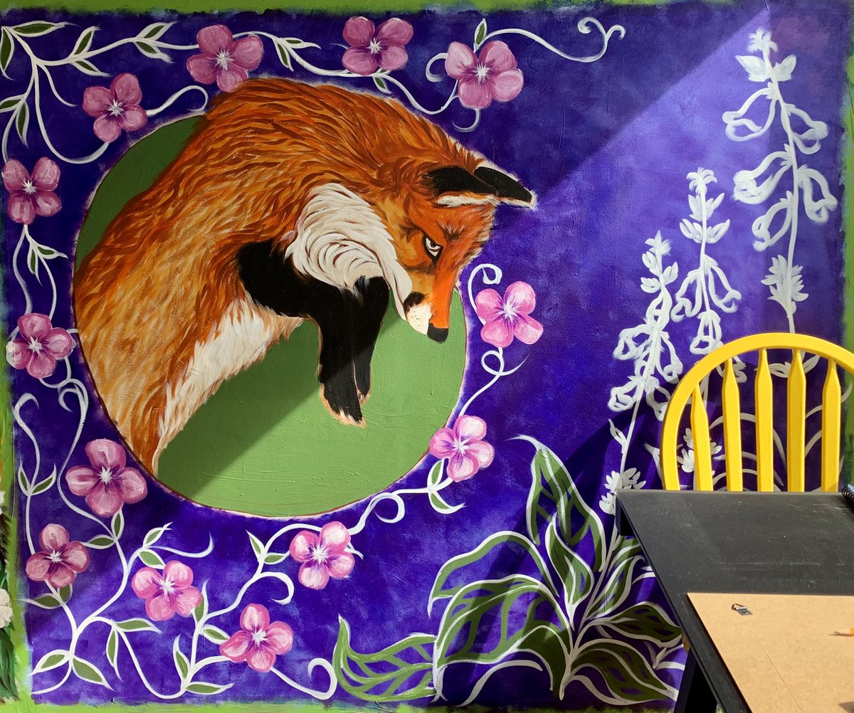 🦊 in progress #mural #murals #muralpainting #muralart #wildlifemural #irishfauna #irishflora #irishconservation #irishwildlife #irishwildlifetrust