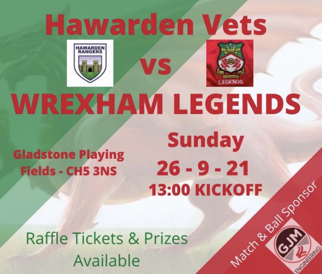 This Sunday is the Legends first game back in 2 years. Who’s coming to watch <a href="/Wrexham_AFC/">Wrexham AFC</a> fans <a href="/HRFCVets/">Hawarden Rangers FC Vets</a> <a href="/thehumphreyker/">@humphreyker.bsky.social</a> <a href="/VancityReynolds/">Ryan Reynolds</a> <a href="/RMcElhenney/">Rob Mac</a>