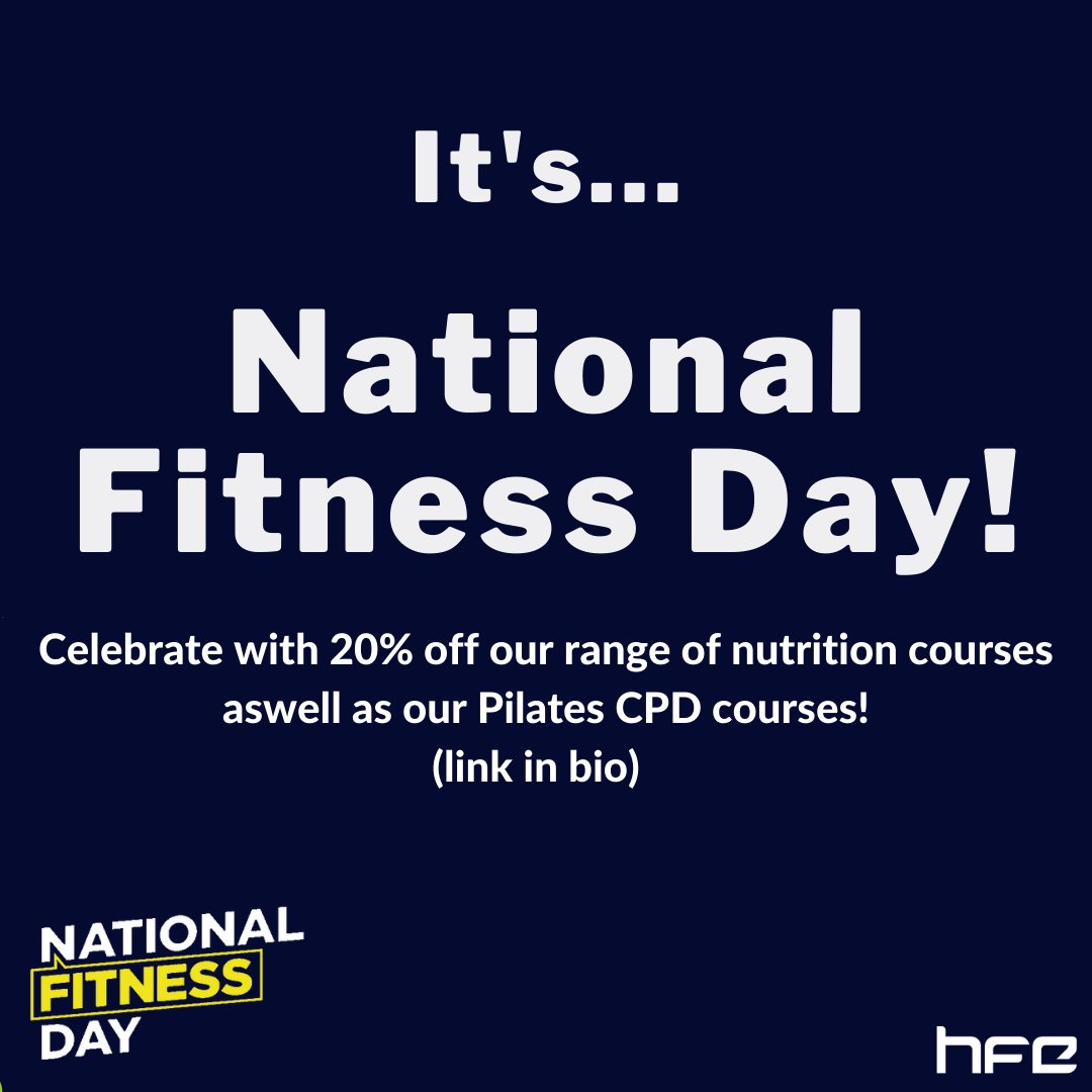 It’s National Fitness Day! 

To celebrate, we're slashing 20% off our range of nutrition courses and our Pilates CPD courses, but hurry, this offer ends at 12pm Thursday 23rd September! 

#nationalfitnessday #nationalfitness #fitness #gym #motivation #training #personaltrainer
