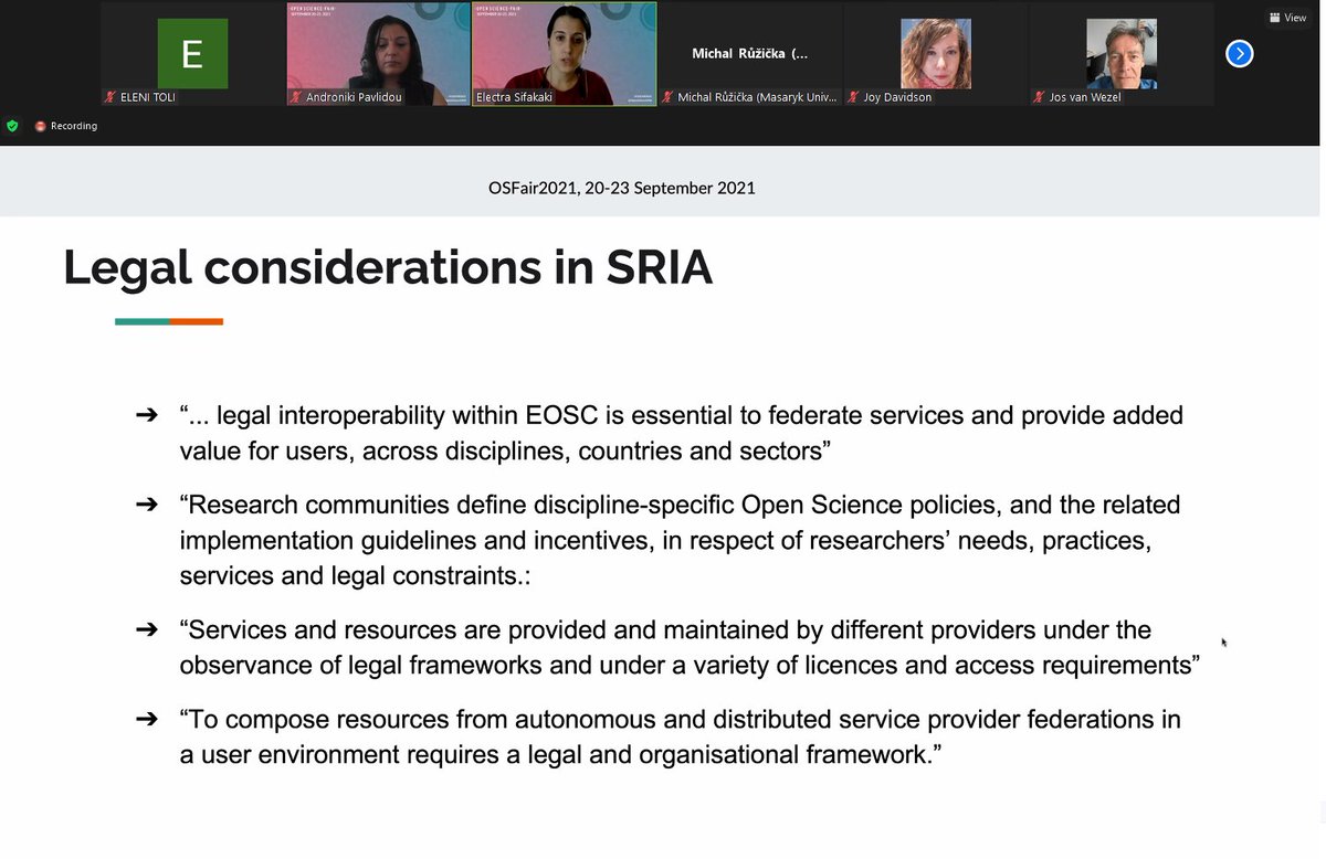 What are the #Legal aspects related to making #OS policies #FAIR?
@ElectraSif presenting on behalf of @NI4OS_eu 
#EOSC
#Rulesofparticipation
#LCT #RoLeCT
@athenaRICinfo