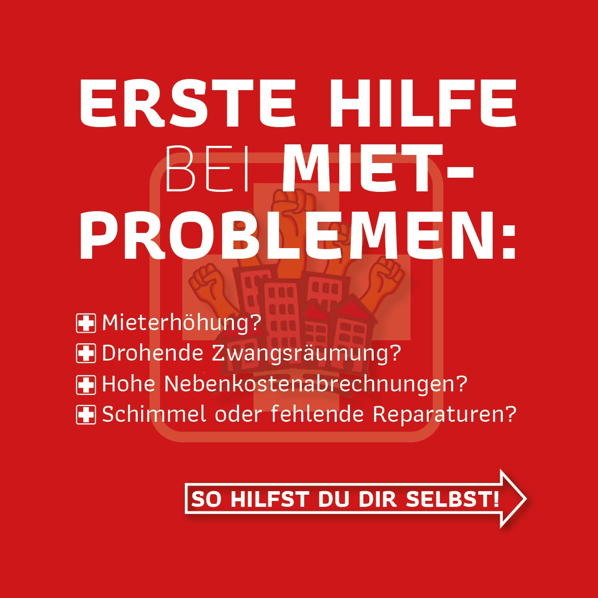 + Mieterhöhung? 
+ Drohende Zwangsräumung?
+ Hohe Nebenkostenabrechnungen? 
+ Schimmel oder fehlende Reparaturen?

SO HILFST DU DIR SELBST

Ein Thread >