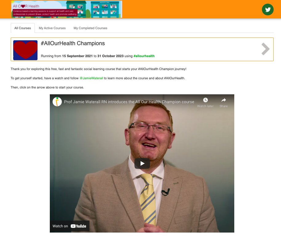 ⭐ Become an #AllOurHealth champion ⭐

Commit to enhancing your knowledge on critical public health issues by completing this FREEEEEE short on-line champions course &gt; courses.carrotlearning.co.uk/PHEAOHC

.... and then tell everyone you know about it !