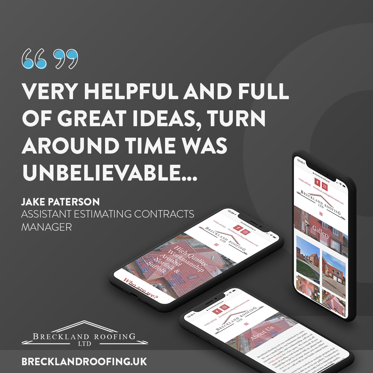 flokcreative's tweet photo. Breckland Roofing needed a site that told the customer what they did and showed off their previous work. We designed a template suitable for what they needed as well as in the budget they had - all in under a week. Take a look at their website: https://t.co/U5K3agHfiQ https://t.co/6CRz1SN4s4