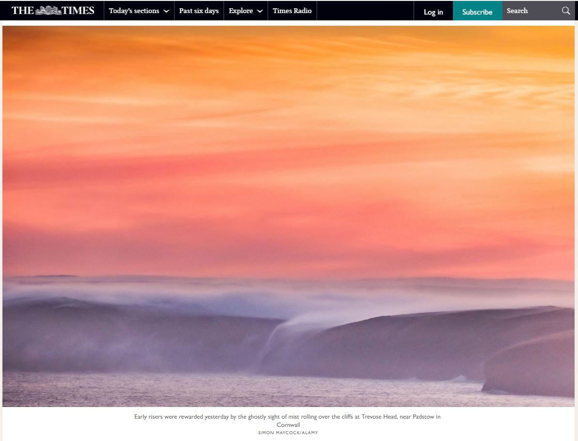 Simon Maycock (@mouseholeman) on Twitter photo Thanks to <a href="/TimesPictures/">The Times Pictures</a> for using my photograph of the sunrise from Trevose head in todays The Times paper. <a href="/AlamyNews/">Alamy News</a> Thanks to <a href="/TimesPictures/">The Times Pictures</a> for using my photograph of the sunrise from Trevose head in todays The Times paper. <a href="/AlamyNews/">Alamy News</a>