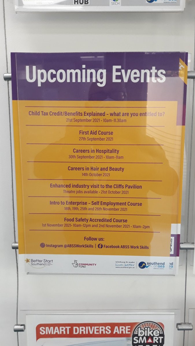 ABSS workskills Autumn plans going up around Southend today- lots of exciting new sessions for Southend parents! @ABSSouthend @SouthendBC @southend_pier @southendbid @southendlibrary @VisitSouthend @FriendsSouthend @SoSYouthCouncil @SouthendMuseums @EPSouthend @SECHVolunteers