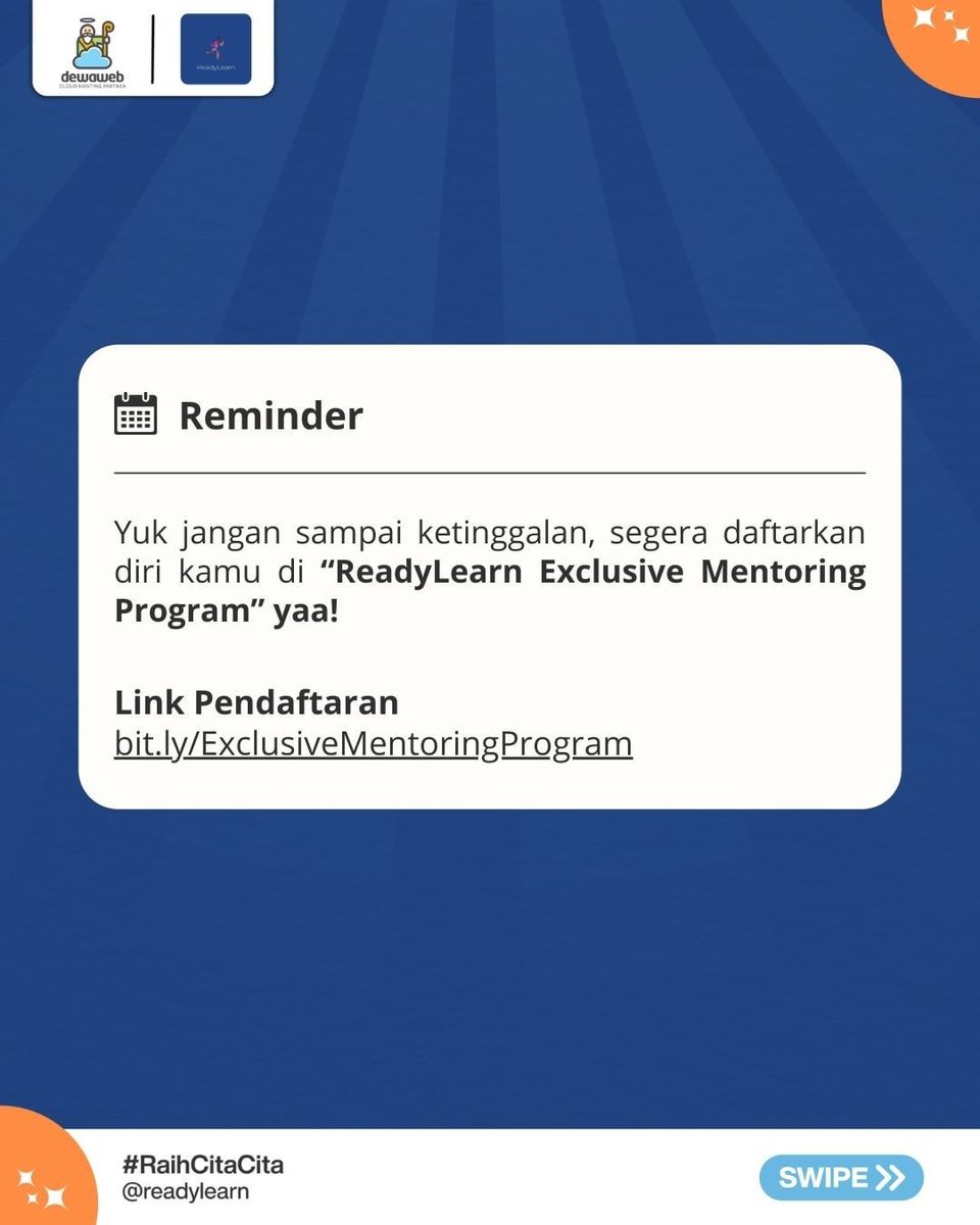 readylearnid's tweet photo. Jangan lupa juga buat ikut program Readylearn Exclusive Mentoring, karena bakal berguna banget buat jalan kamu menuju PTN impian 😄 https://t.co/pdYOHe82P5