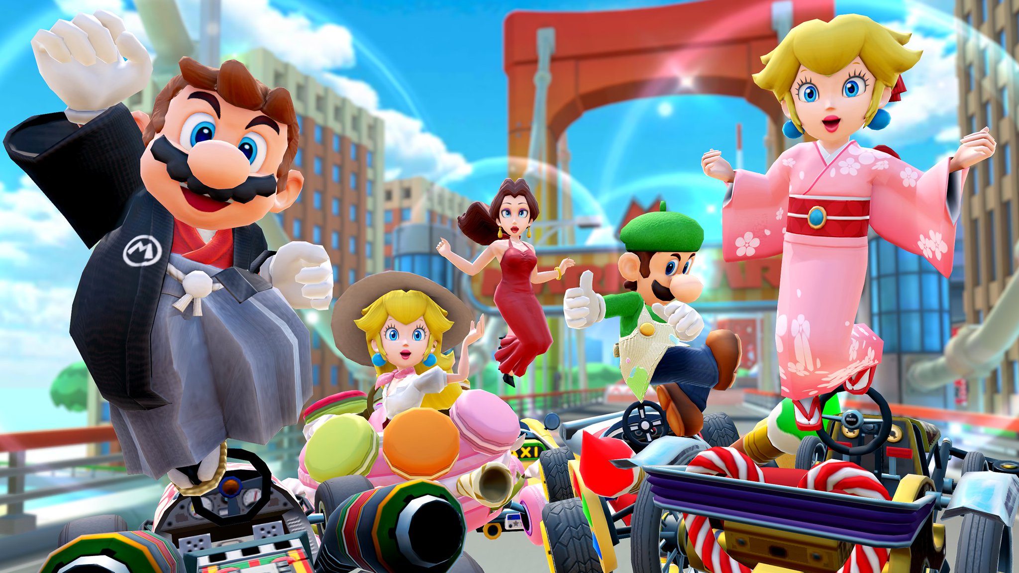 Mario Kart Tour on X: For the first half of the 1st Anniversary Tour,  drivers that have been lighting up city courses around the world are back,  including Pauline and Mario (Hakama)! #