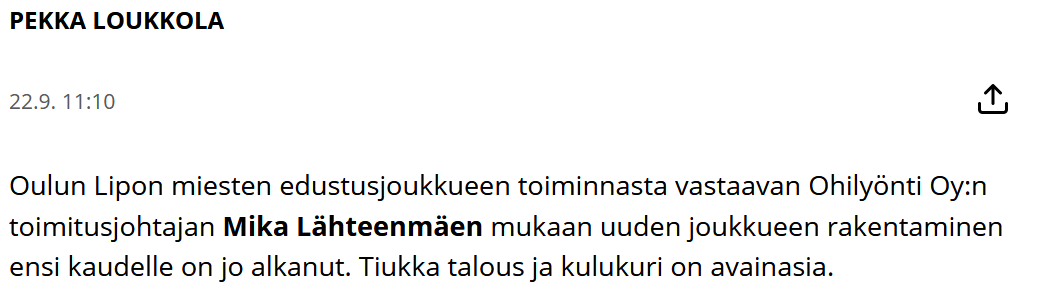 sampokam's tweet photo. Havaitsen pientä kettuilua YLEn toimittajalta. @OulunLippoPesis #OhilyöntiOy  #lippo #pesis https://t.co/i4QVDQXDgH