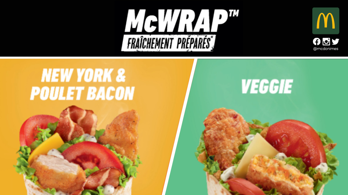 McDoNimes's tweet photo. Vous êtes nombreux à l’attendre, le #McWrap #Veggie est de retour 🍅🧅 !
Bon appétit 😋
#mcdo #nimes #mcdonimes #villeactive #7collines #capcostieres https://t.co/D7OKLTZvpR