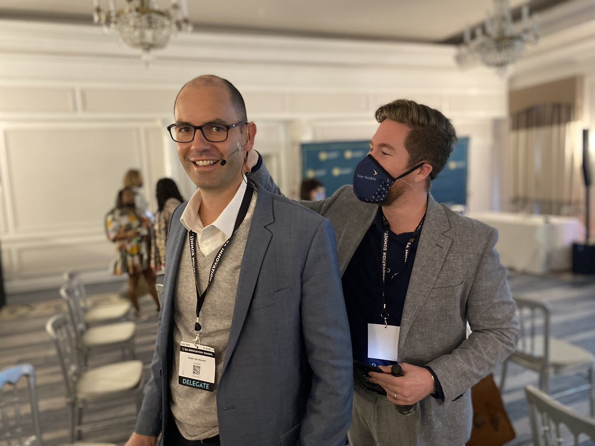 ChristineStrutt's tweet photo. Pre-game mic setup before taking the main stage. Look forward to hearing you speak Ralph  #vonseidels #sais2021 #scalingbusiness #startup #africa https://t.co/8EJPZZ26Ic