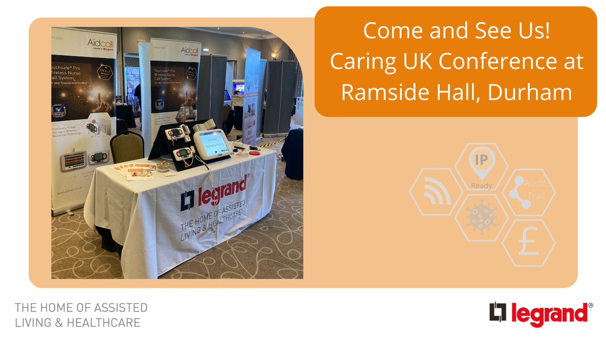 legrandalh's tweet photo. #AidCall We are at the Caring UK Conference at Ramside Hall, Durham today.
Come and see us for a chat, a demo or to book a site survey.
#NurseCall #TouchSafePro #CareHome #Hospital #Hospice https://t.co/U32MYDNqcj