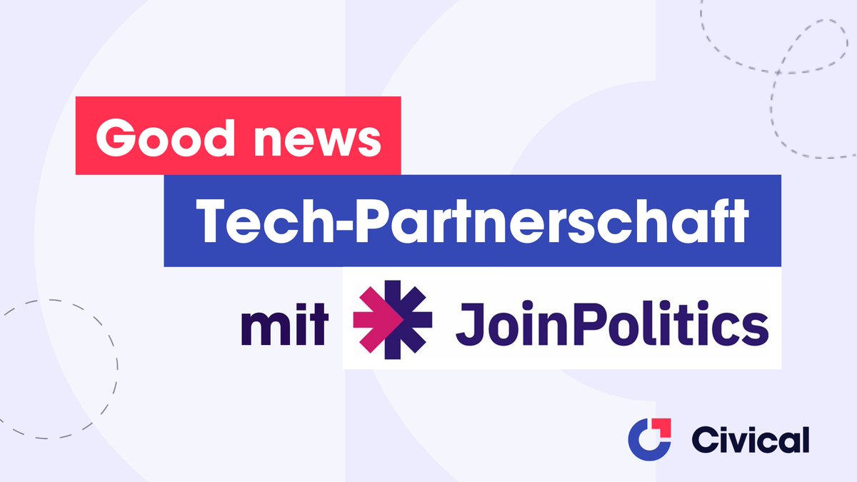 Civical (@civical_de) on Twitter photo Good news: #Civical ist ab sofort Tech-Partner von <a href="/joinpolitics_/">joinpolitics.org</a> und unterstützt damit politische Talente für eine effektive #SocialMedia Kommunikation. Wir freuen uns auf die Zusammenarbeit! Schauen Sie vorbei → joinpolitics.org Good news: #Civical ist ab sofort Tech-Partner von <a href="/joinpolitics_/">joinpolitics.org</a> und unterstützt damit politische Talente für eine effektive #SocialMedia Kommunikation. Wir freuen uns auf die Zusammenarbeit! Schauen Sie vorbei → joinpolitics.org