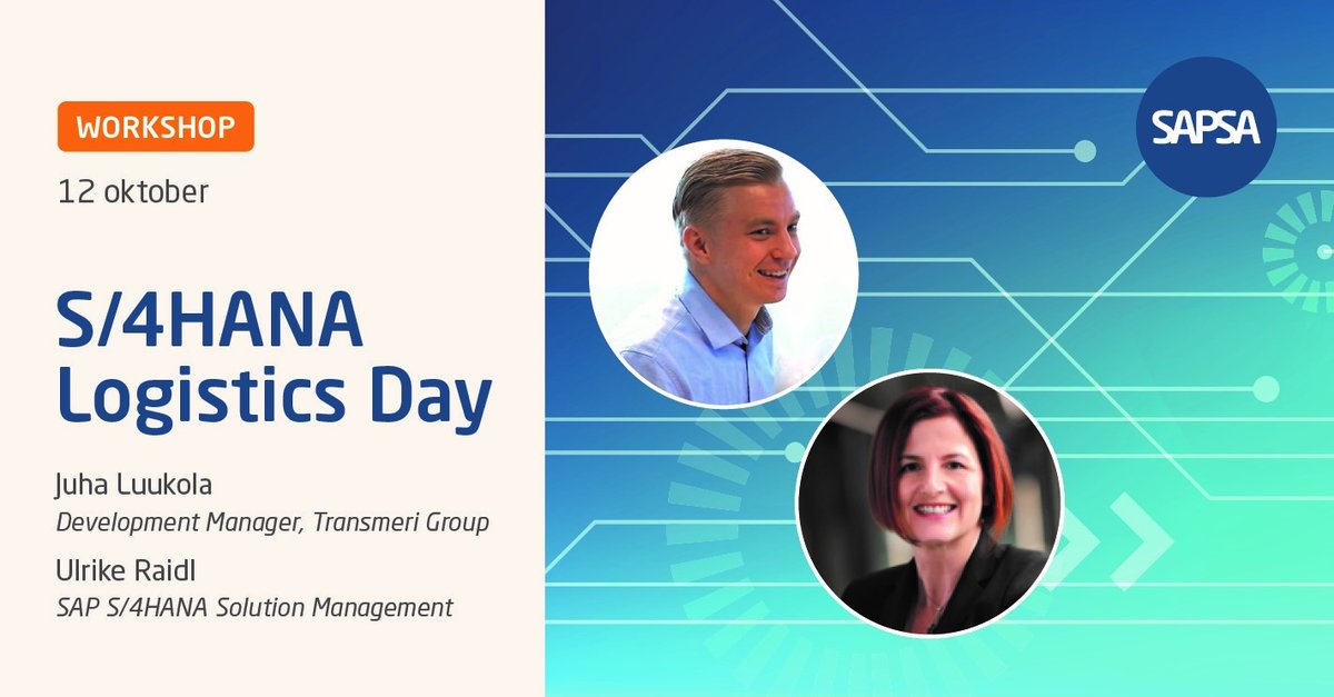 Happy to have #SAP VP for S/4HANA Solution Management and Development Manager from <a href="/Transmerioy/">transmerioy</a> speaking at our S/4HANA Logistics Day October 12. 🙂