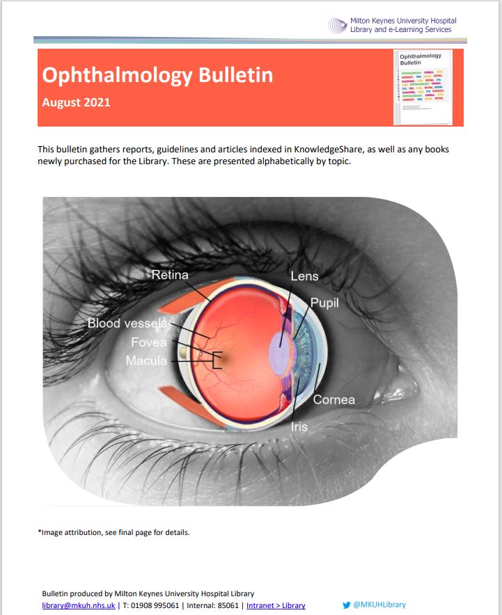 The new issue of our Ophthalmology Bulletin - gathering recent articles, guidelines, reports and books on ophthalmology - is now available on our intranet at https://t.co/rLDeeoKDTO Please RT and contact library@mkuh.nhs.uk if you want future issues to be emailed to you. https://t.co/ysxKODinRK