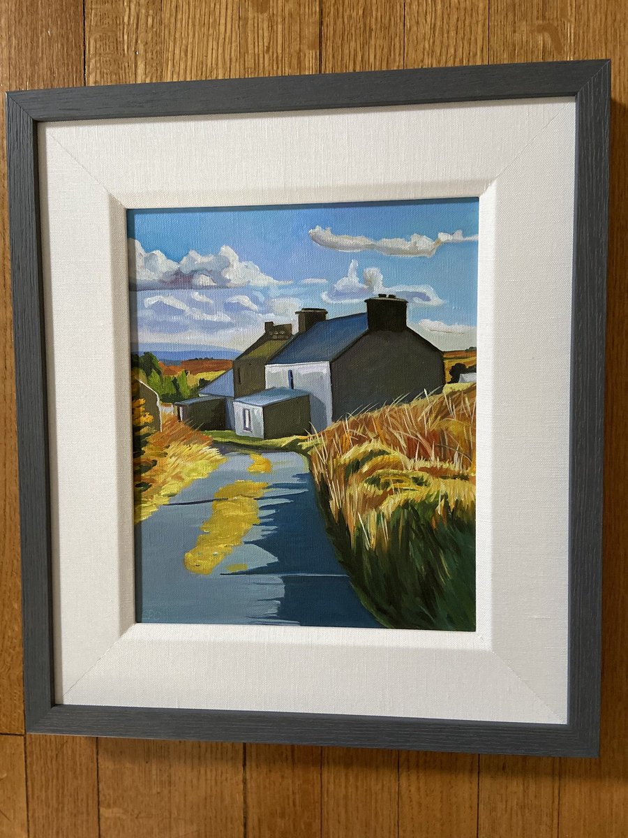 I love to see my work in collector's homes, especially when it is beautifully framed, like this painting "Brightening Up On Arranmore", now hanging in a loving home in Washington, USA!