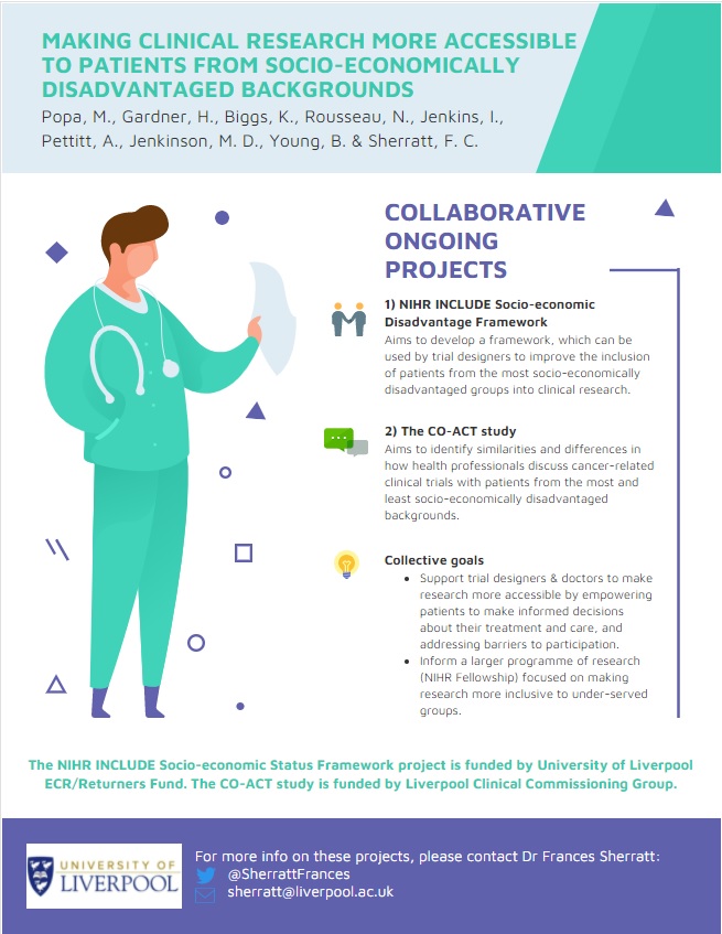 Making research more accessible to patients from socio-economically disadvantaged backgrounds #TrialsMethodology #InclusiveResearch w/<a href="/MScherbatsky11/">Mariana (Mimi) Popa</a> @heidirgardner <a href="/ktbiggs/">Katie Wilkes</a> <a href="/nikki_rou/">Nikki Rousseau</a> <a href="/jenkinsonmd/">Michael Jenkinson</a> et al. &amp; #PPI Check out #NPDC21 poster &amp; get in touch with any questions!