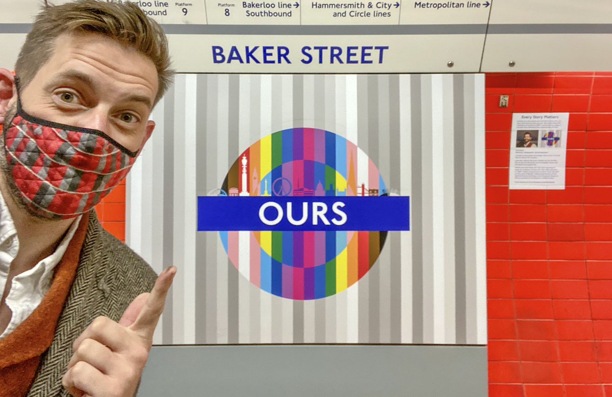 So… <a href="/TfL/">TfL</a> asked me to design a #Pride roundel… and I’ve just had the privilege of seeing it unveiled at Baker Street station as one of ten across London’s tube network! Some background to my LGBT-history-and-moquette-inspired design is here: timdunn.com/landmarks