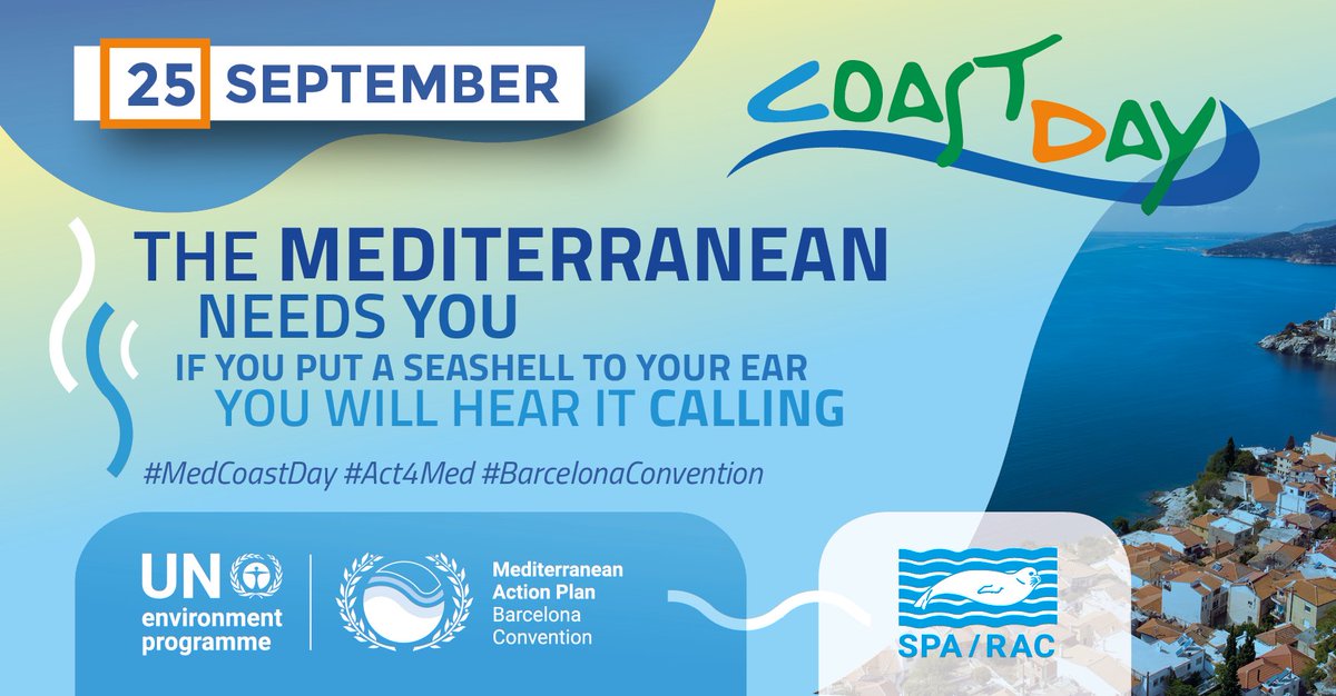 The Mediterranean needs you. If you put a seashell to your ear you will hear it calling .. Join the MAP #BarcelonaConvention System in #MedCoastDay celebration! Learn more: coastday.net