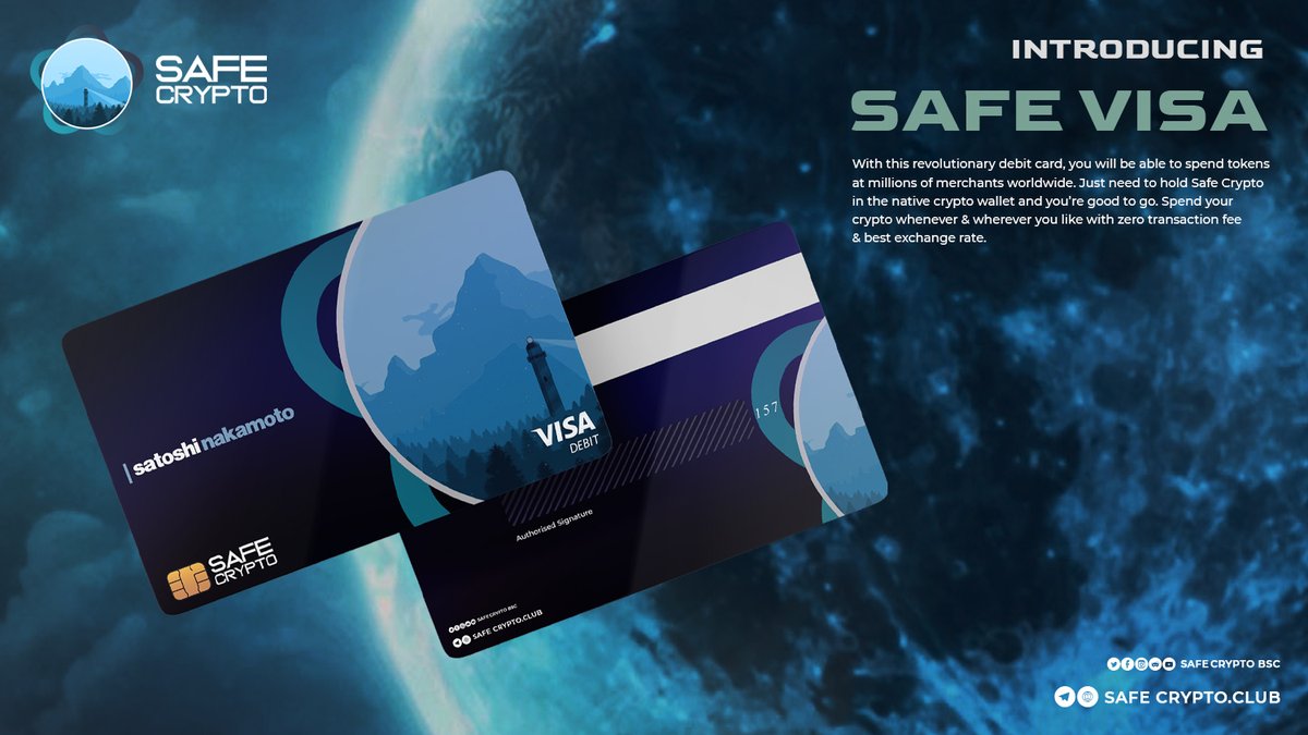 safecryptobsc's tweet photo. Introducing 𝗦𝗮𝗳𝗲 𝗩𝗶𝘀𝗮. 2/3 of the most innovative products We aim to develop. 

Buy SafeCrypto on Pancake Swap✅
𝟬𝘅𝗖𝗱𝗘𝟭𝗯𝟱𝗖𝗙𝗰𝟵𝗱𝗲𝗕𝗙𝗰𝟯𝟴𝗙𝗔𝟳𝟴𝗘𝟮𝟲𝟱𝟯𝗕𝗖𝟴𝟱𝟮𝟭𝗱𝗙𝗲𝗙𝗳𝗲𝗖𝟵

#Money #BSCGem #BNB #Bitcoin #AirDrop #TokenSale #BNB #SafeCryptoBSC https://t.co/fpjCFvGrGw