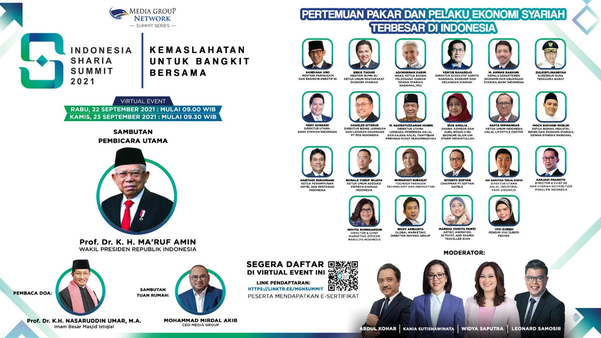 Metro_TV's tweet photo. Indonesia memiliki potensi besar sebagai pusat ekonomi syariah. Untuk itu #MediaGroupNetwork menyelenggarakan #MediaGroupNetworkSummitSeries IndonesiaShariaSummit2021. Pertemuan pakar dan pelaku ekonomi syariah terbesar tahun ini.
#indonesiaShariaSummit2021 #MGNShariaSummit2021 https://t.co/sS9FTHQhVO