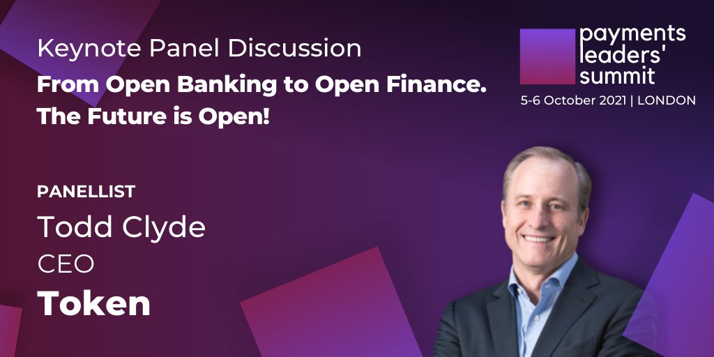 The future is open! Delighted to announce that Token’s CEO Todd Clyde will be a panellist in this keynote panel discussion at the upcoming #PaymentsLeadersSummit. 🎤  

#OpenBanking #OpenPayments #OpenBankingPayments #OpenBankingNews #OpenFinance #A2APayments @PayExpo