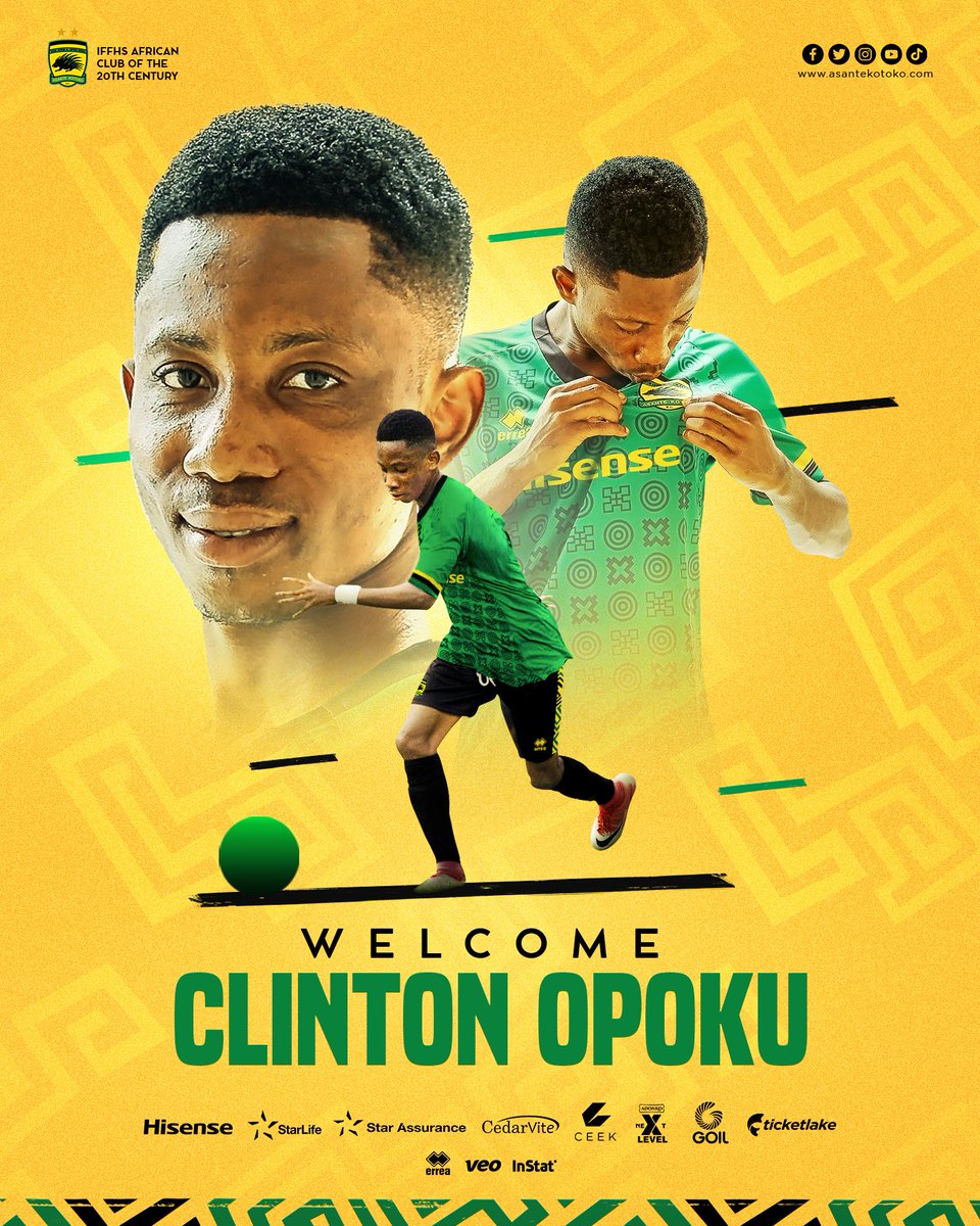 AsanteKotoko_SC's tweet photo. A young prospect with a 𝗕𝗜𝗚 future...⭐️ 

📝We have completed the signing of 18-year-old attacking midfielder Clinton Opoku on a 4-year deal from Phar Rangers.

Welcome, #AsuomMessi!!

#AKSC #TogetherWeCan #ClintonSigns https://t.co/QjSl75SJsU