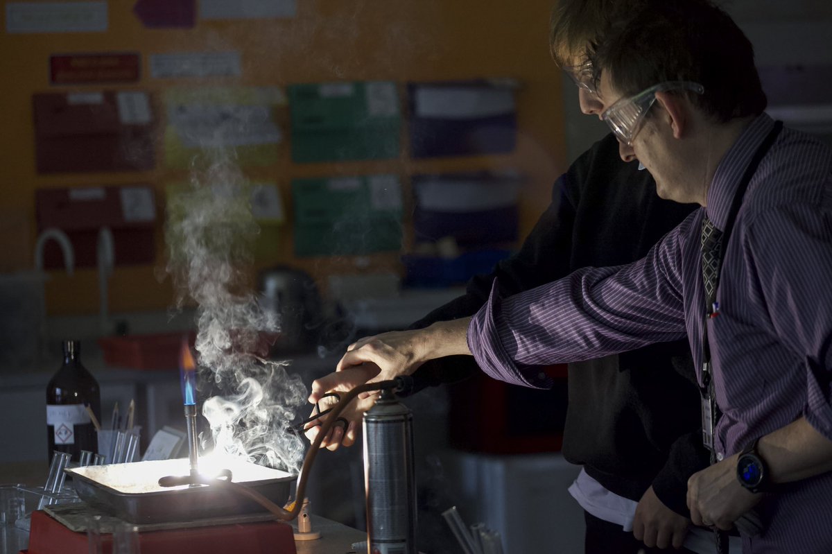 EgertonHigh's tweet photo. EHS adds joy and shares the fun off scientific experimentation🧪 with students. Remember.. 🚨safety comes first! 🚨 #science #experiment #fun https://t.co/3JlScBFUfF