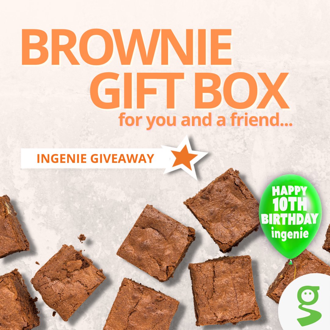 ingenie's tweet photo. 🎉INGENIE BIRTHDAY GIVEAWAY🎉

🎈FOLLOW
🎈LIKE post
🎈TAG a mate
*EXTRA ENTRIES tag others as separate comment

Brownie box from Bad Brownie for winner AND person tagged in winning comment 😋

End 10am 24/09/21. Can enter on FB, Twitter &amp; IG. Winner picked from all social entries https://t.co/RBgRXsZqD8