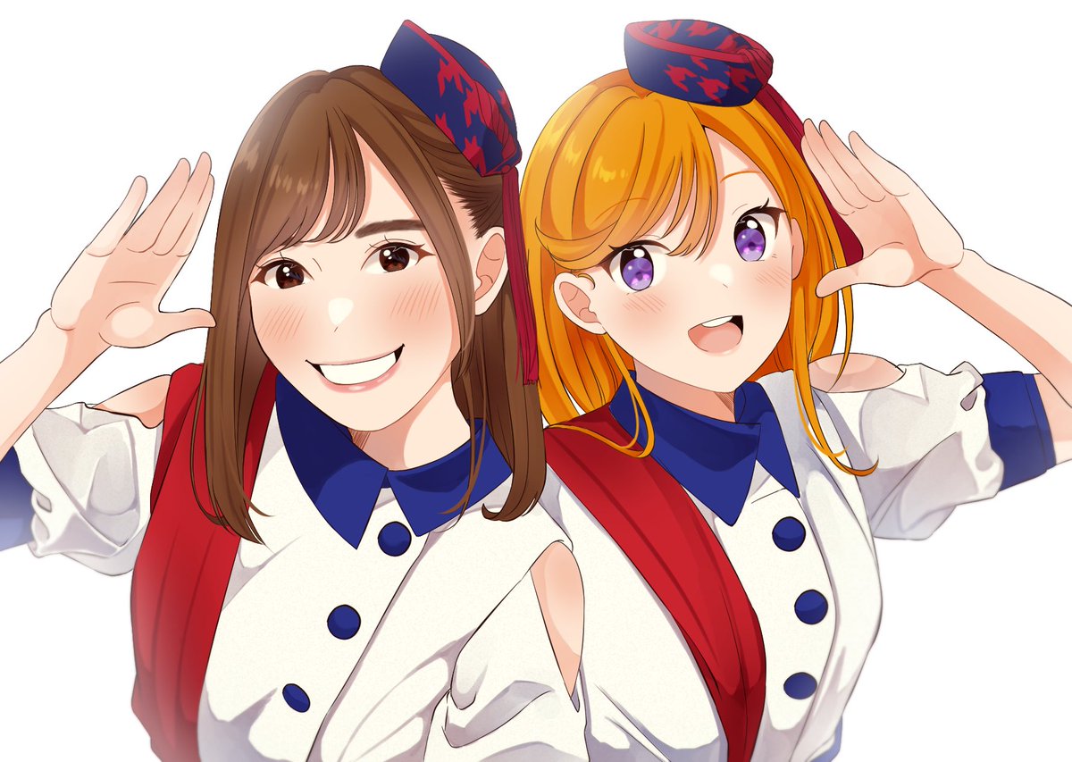 shibuya kanon multiple girls 2girls voice actor brown hair smile orange hair brown eyes  illustration images